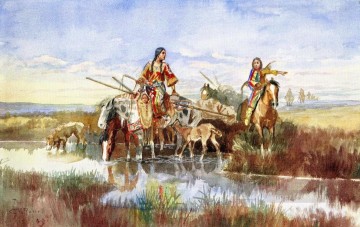 Última oportunidad o fracaso 1900 Charles Marion Russell Indios americanos Pinturas al óleo